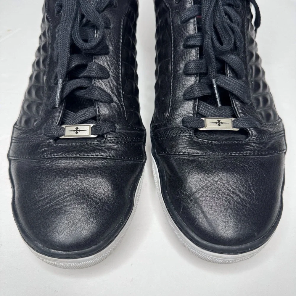 Mark Nason Fashion Sneakers Black Quilted Diamond Textured Leather Men’s US 11.5